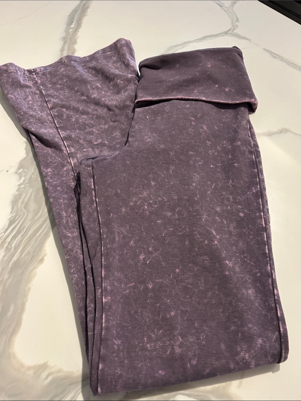 PINK Victoria's Secret Purple Marble Flare Leggings w: cute side slits - Medium - Picture 2 of 8